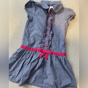 Gymboree Blue Dress Pink Bow Size 7 EUC
